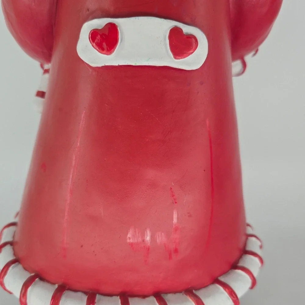 Vintage Santa Figurine Hand Painted Resin Candy Cane Heart Christmas Decor